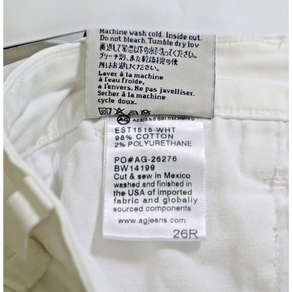 AG Adriano Goldschmied Size 26 Tristan Tailored Trouser Stretch White - Picture 11 of 12